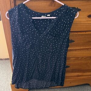 GAP Dark Blue Sleeveless Polka Dot Blouse
